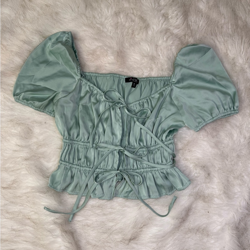 Women's Green Satin Top